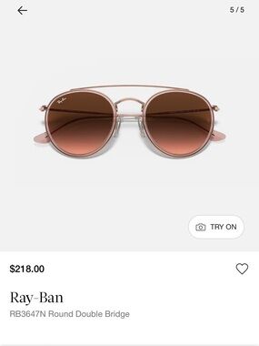 NEW Ray-Ban Rose Gold Double Bridge Sunglasses